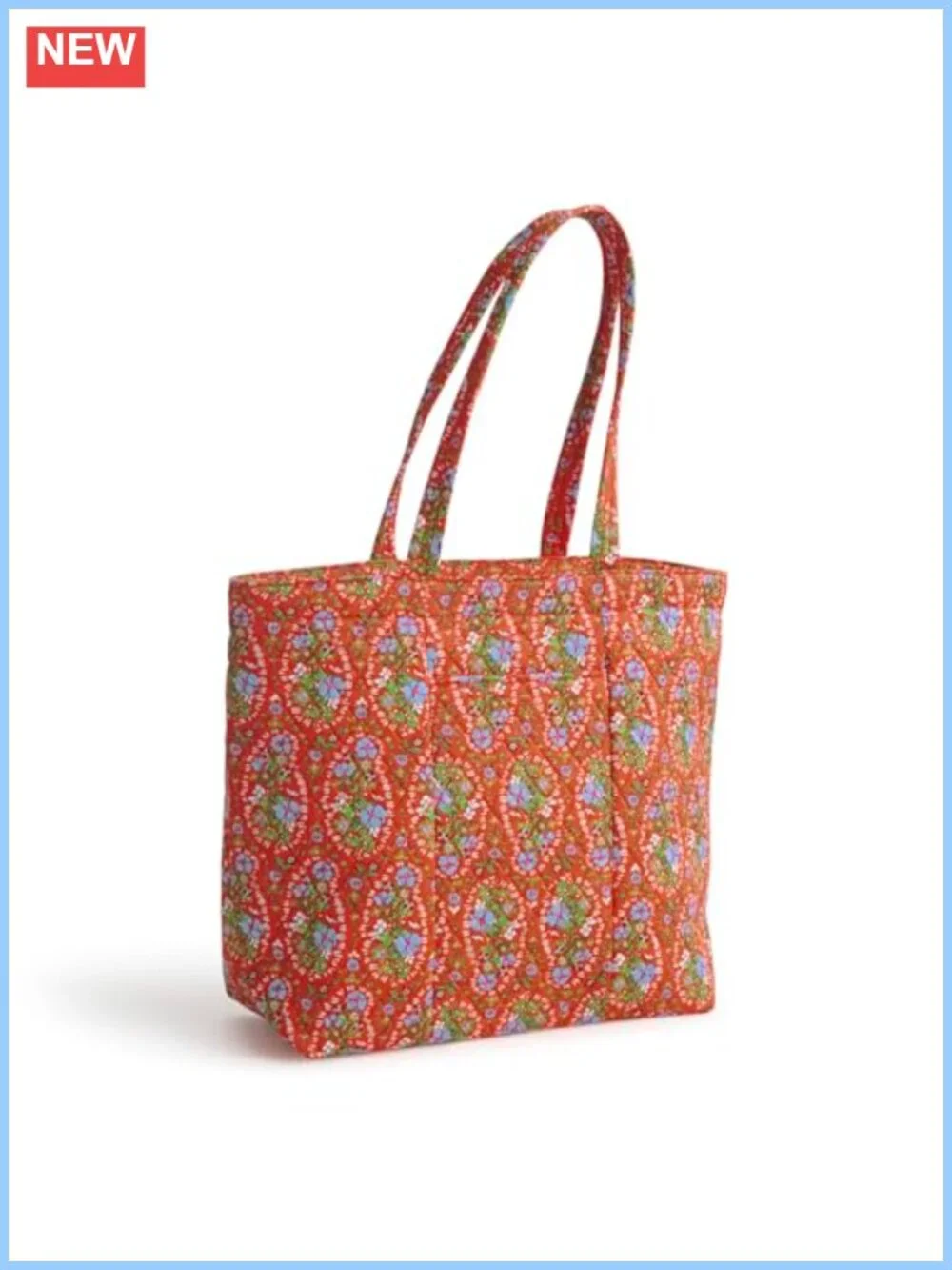 Quilted Cotton Shoulder Tote Bag Zip Closure 5 Pockets Machine Washable